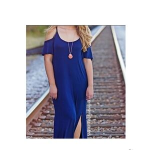 Blue maxi off shoulder dress size small